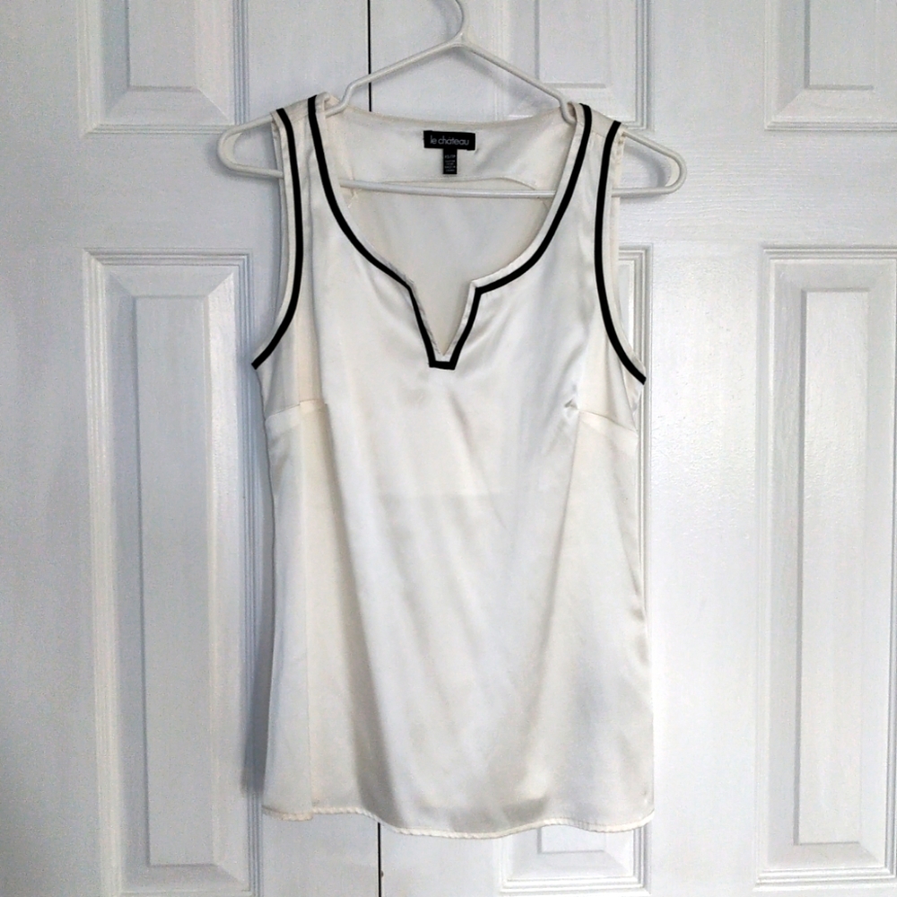 Le Chateau Sleeveless White Silk Top (Size XS)
